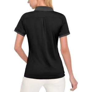 imageLittle Donkey Andy Womens Lightweight Sport Cool DRI UPF 50 Polo Shirt MoistureWicking Performance with 3ButtonsPure Black