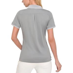 imageLittle Donkey Andy Womens Lightweight Sport Cool DRI UPF 50 Polo Shirt MoistureWicking Performance with 3ButtonsPure Grey