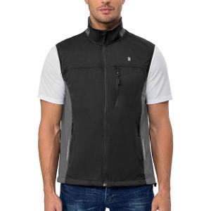 imageLittle Donkey Andy Mens Lightweight Softshell Vest Windproof Sleeveless Jacket for Running Hiking Cycling ReflctiveReflctive Black