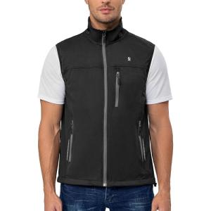 imageLittle Donkey Andy Mens Lightweight Softshell Vest Windproof Sleeveless Jacket for Running Hiking Cycling ReflctiveReflctive Pure Black
