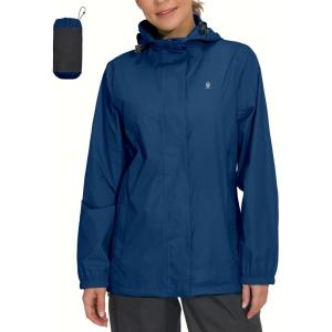 imageLittle Donkey Andy Womens Packable Rain Jacket Waterproof Lightweight Rain Coat with Hood for Golf CyclingClassic Blue