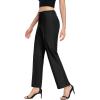 imageLittle Donkey Andy Womens Stretchy Straight Leg Dress Pants Business Casual Elastic Waist Cropped Work Pants with PocketsBlack