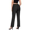imageLittle Donkey Andy Womens Stretchy Straight Leg Dress Pants Business Casual Elastic Waist Cropped Work Pants with PocketsBlack