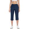 imageLittle Donkey Andy Womens Stretchy Straight Leg Dress Pants Business Casual Elastic Waist Cropped Work Pants with PocketsCropped Pantsblue