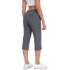imageLittle Donkey Andy Womens Stretchy Straight Leg Dress Pants Business Casual Elastic Waist Cropped Work Pants with PocketsCropped Pantsgrey