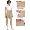 imageLittle Donkey Andy Womens Stretchy Straight Leg Dress Pants Business Casual Elastic Waist Cropped Work Pants with PocketsCropped Pantskhaki