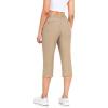 imageLittle Donkey Andy Womens Stretchy Straight Leg Dress Pants Business Casual Elastic Waist Cropped Work Pants with PocketsCropped Pantskhaki