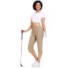 imageLittle Donkey Andy Womens Stretchy Straight Leg Dress Pants Business Casual Elastic Waist Cropped Work Pants with PocketsCropped Pantskhaki