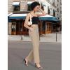 imageLittle Donkey Andy Womens Stretchy Straight Leg Dress Pants Business Casual Elastic Waist Cropped Work Pants with PocketsKhaki