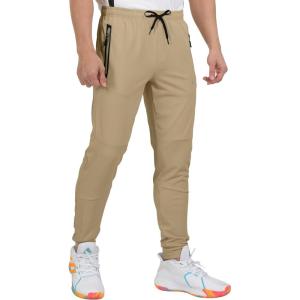 imageLittle Donkey Andy Mens Lightweight Tapered Joggers QuickDry Stretch Athletic Track Pants for Running Gym and Training5khaki