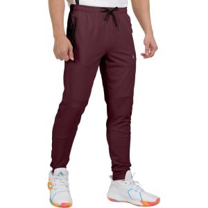 imageLittle Donkey Andy Mens Lightweight Tapered Joggers QuickDry Stretch Athletic Track Pants for Running Gym and Training7dark Red