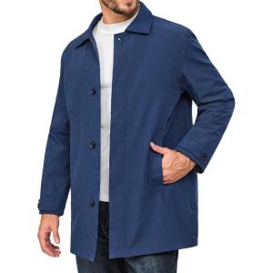 imageLittle Donkey Andy Mens Waterproof MidLength Trench Coat Lightweight Long Rain Coat Single Breasted OvercoatBlue Heather
