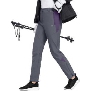 imageLittle Donkey Andy Womens Fleece Lined Waterproof Softshell Pants Hiking Ski Snowboarding PantsGrey