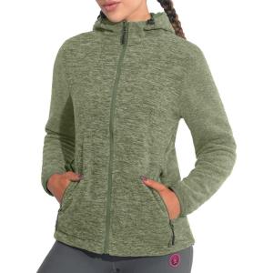 imageLittle Donkey Andy Womens Reversible Long Fleece Jacket Full Zip Polar Fleece Hoodie Lightweight Soft Warm Winter CoatOlive HeatherOlive