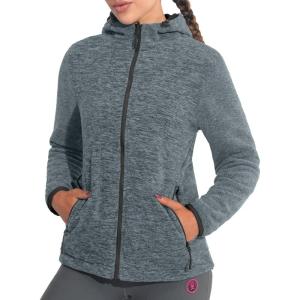 imageLittle Donkey Andy Womens Reversible Long Fleece Jacket Full Zip Polar Fleece Hoodie Lightweight Soft Warm Winter CoatStormy Weather HeatherBlack