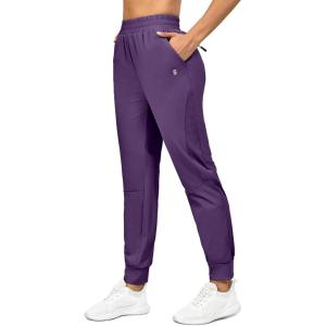 imageLittle Donkey Andy Womens Stretch Joggers with Pockets QuickDry Lightweight Running Pants for WomenDark Purple