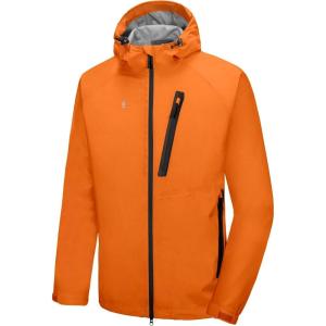 imageLittle Donkey Andy Mens Waterproof Rain Jacket Outdoor Lightweight Rain Shell Coat for HikingGolfTravelD5orangeultra Lightweight
