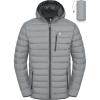 imageLittle Donkey Andy Mens Warm Waterproof Puffer Jacket Hooded Windproof Winter Coat with Recycled InsulationPackablelight Grey