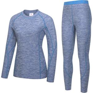imageLittle Donkey Andy Womens Thermal Underwear Sets Lightweight Warm Base Layers Quick Dry Wicking Top and Bottom for WinterBlue Heather Thick Fabric