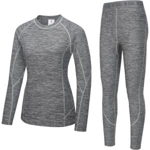imageLittle Donkey Andy Womens Thermal Underwear Sets Lightweight Warm Base Layers Quick Dry Wicking Top and Bottom for WinterDark Gray Heather Thick Fabric