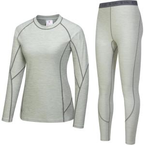 imageLittle Donkey Andy Womens Thermal Underwear Sets Lightweight Warm Base Layers Quick Dry Wicking Top and Bottom for WinterGreen Heather Thick Fabric