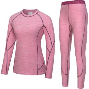 imageLittle Donkey Andy Womens Thermal Underwear Sets Lightweight Warm Base Layers Quick Dry Wicking Top and Bottom for WinterPink Heather Thick Fabric
