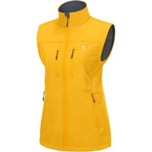 imageLittle Donkey Andy Womens Golf Vest Warm Fleece Lined Sleeveless Jacket for Hiking Travel RunningYellow4 Pockets