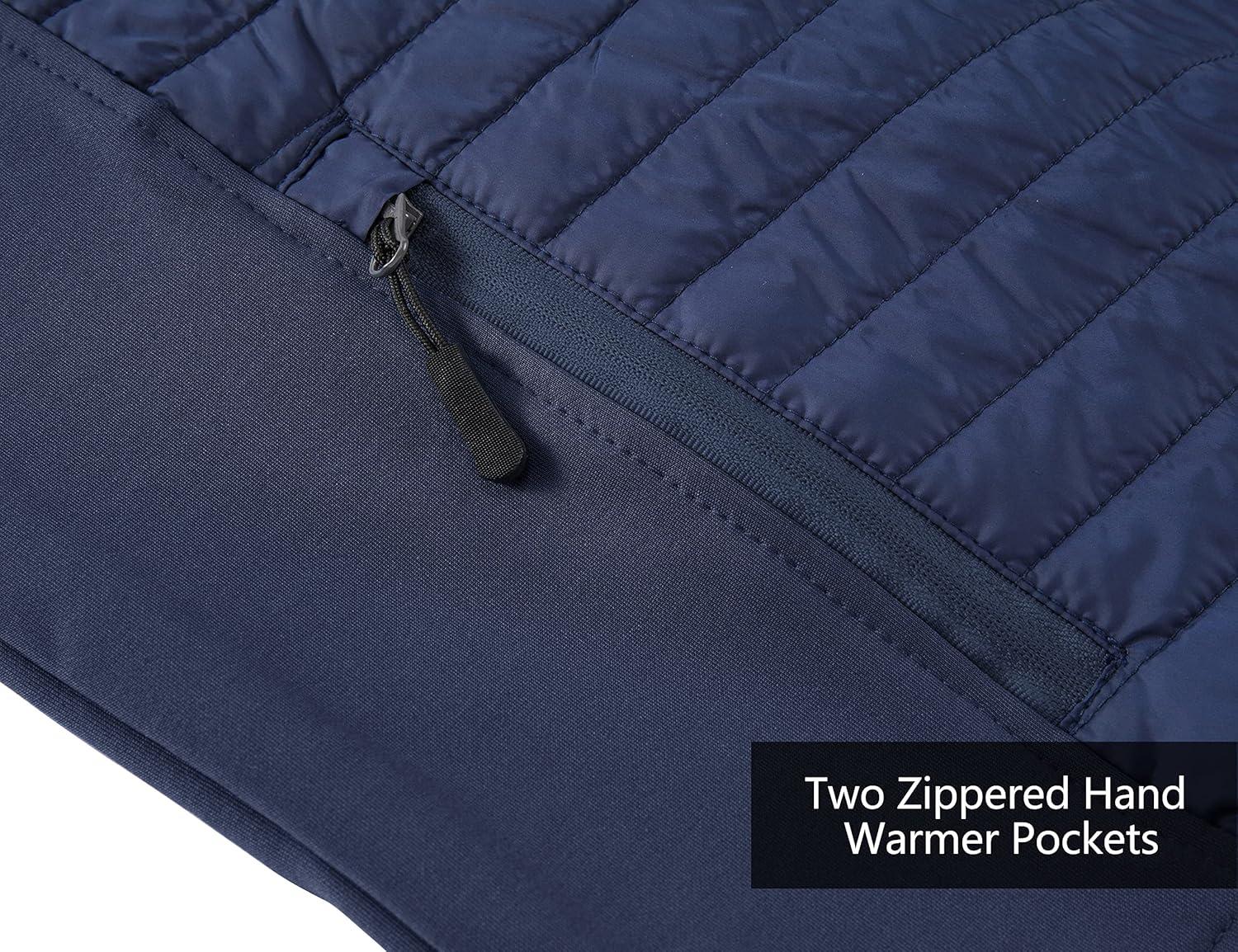 imageLittle Donkey Andy Mens Insulated Hybrid Jacket Quilted Fleece Lined Running Hiking JacketDark Blue  Upgrade