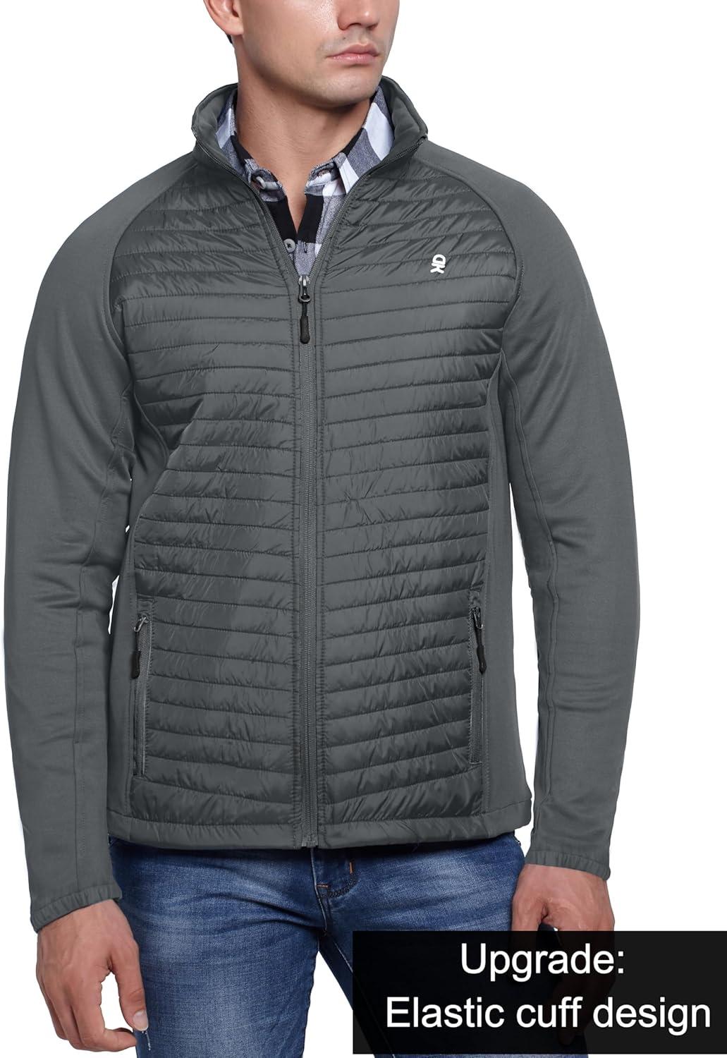 imageLittle Donkey Andy Mens Insulated Hybrid Jacket Quilted Fleece Lined Running Hiking JacketGray  Upgrade Cuffs