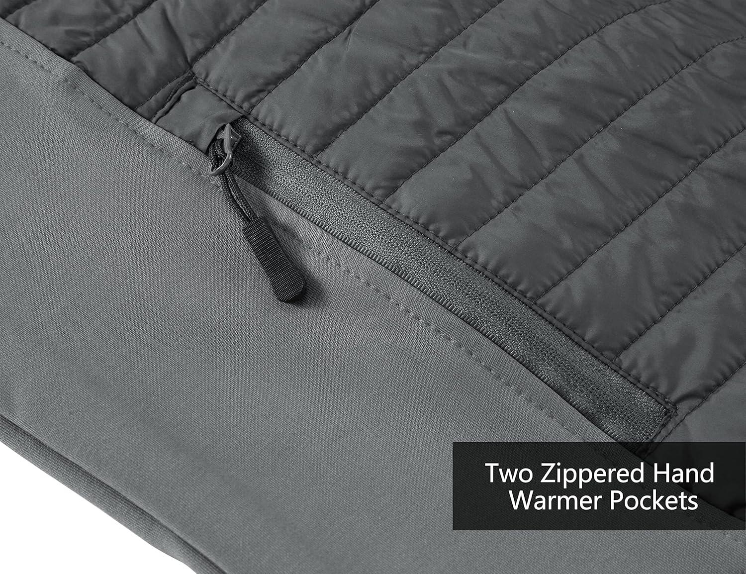 imageLittle Donkey Andy Mens Insulated Hybrid Jacket Quilted Fleece Lined Running Hiking JacketGray  Upgrade Cuffs