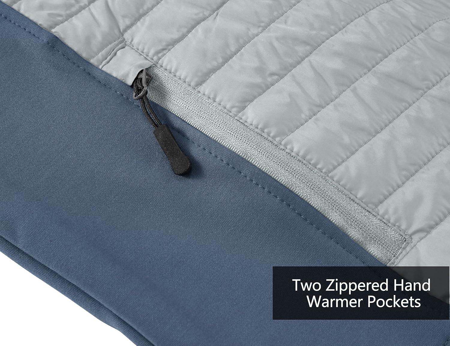 imageLittle Donkey Andy Mens Insulated Hybrid Jacket Quilted Fleece Lined Running Hiking JacketLight Gray