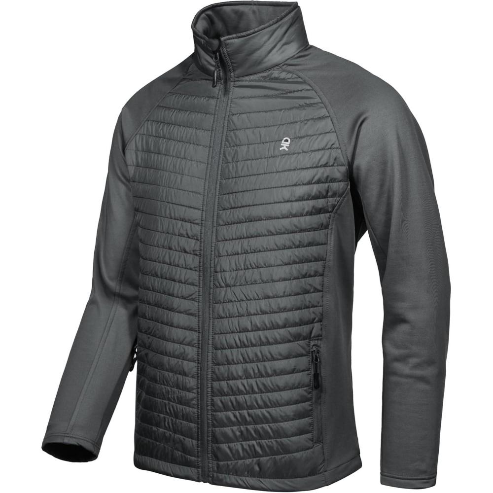 imageLittle Donkey Andy Mens Insulated Hybrid Jacket Quilted Fleece Lined Running Hiking JacketGray  Upgrade