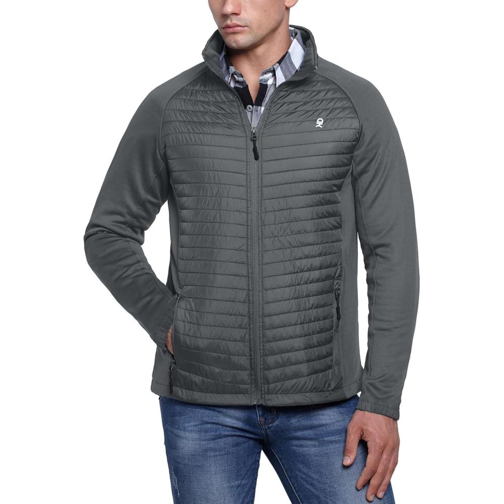 imageLittle Donkey Andy Mens Insulated Hybrid Jacket Quilted Fleece Lined Running Hiking JacketGray  Upgrade Cuffs