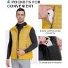 imageLittle Donkey Andy Mens Lightweight Puffer Vest Warm Outdoor Sleeveless Jacket for Golf Hiking RunningMustard Yellow