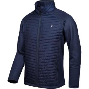 imageLittle Donkey Andy Mens Insulated Hybrid Jacket Quilted Fleece Lined Running Hiking JacketDark Blue  Upgrade