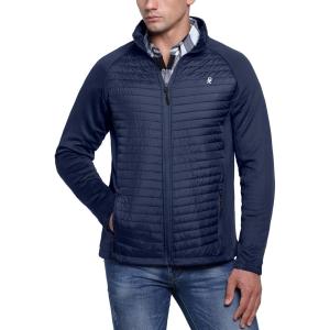 imageLittle Donkey Andy Mens Insulated Hybrid Jacket Quilted Fleece Lined Running Hiking JacketDark Blue  Upgrade Cuffs