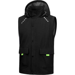 image:imageLittle Donkey Andy Mens Waterproof Cycling Vests with Hood Lightweight Reflective Stretch Vest for Cycling RunningBlack