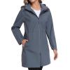 image:imageLittle Donkey Andy Womens Waterproof Hooded Rain Jacket Mid Length Outdoor Coat with Zipper PocketsDark Gray