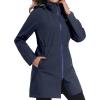 image:imageLittle Donkey Andy Womens Waterproof Hooded Rain Jacket Mid Length Outdoor Coat with Zipper PocketsDeep Navy