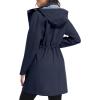image:imageLittle Donkey Andy Womens Waterproof Hooded Rain Jacket Mid Length Outdoor Coat with Zipper PocketsDeep Navy