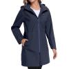 image:imageLittle Donkey Andy Womens Waterproof Hooded Rain Jacket Mid Length Outdoor Coat with Zipper PocketsDeep Navy