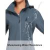 image:imageLittle Donkey Andy Womens Waterproof Hooded Rain Jacket Mid Length Outdoor Coat with Zipper PocketsGrey