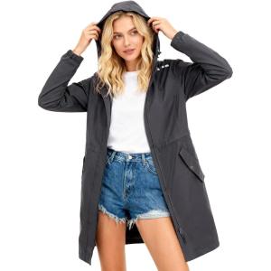 image:imageLittle Donkey Andy Womens Thin Long Rain Jackets Lightweight Raincoats for Hiking Waterproof Rain Coats with Removable HoodDark Grey