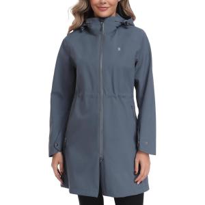 image:imageLittle Donkey Andy Womens Waterproof Hooded Rain Jacket Mid Length Outdoor Coat with Zipper PocketsDark Gray