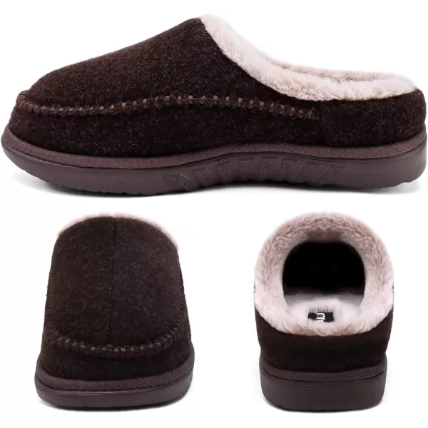 KuaiLu Mens Clog Slippers with Comfy Memory Foam Slippers Warm Faux Fur Slip on Houes Shoes Indoor Rubber Sole)