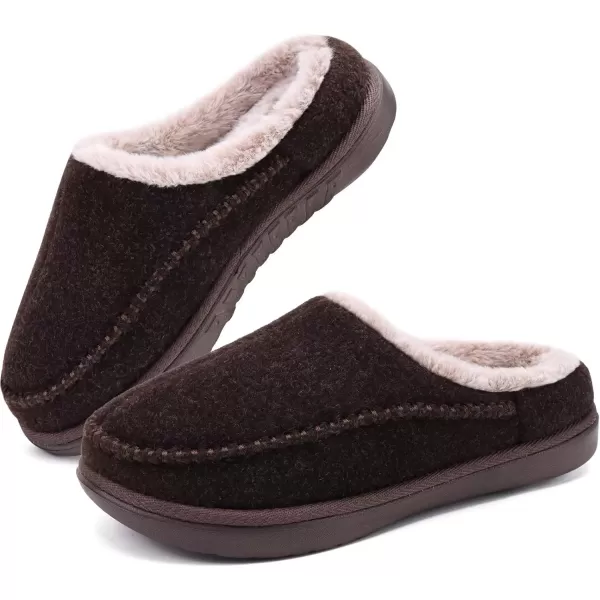 KuaiLu Mens Clog Slippers with Comfy Memory Foam Slippers Warm Faux Fur Slip on Houes Shoes Indoor Rubber Sole)