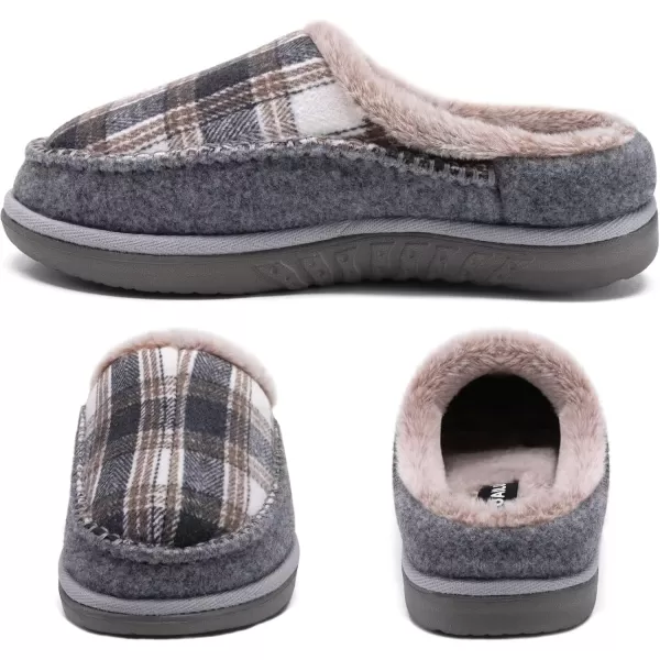 KuaiLu Mens Clog Slippers with Comfy Memory Foam Slippers Warm Faux Fur Slip on Houes Shoes Indoor Rubber Sole)