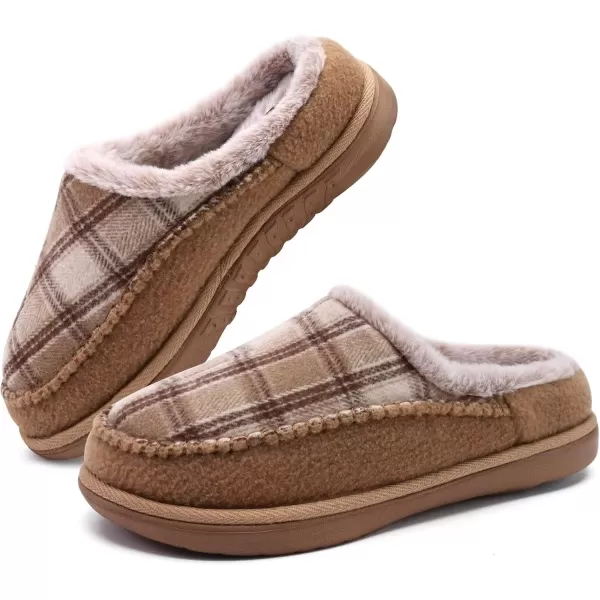 KuaiLu Mens Clog Slippers with Comfy Memory Foam Slippers Warm Faux Fur Slip on Houes Shoes Indoor Rubber Sole)