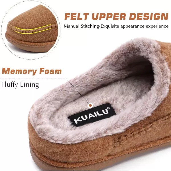 KuaiLu Mens Clog Slippers with Comfy Memory Foam Slippers Warm Faux Fur Slip on Houes Shoes Indoor Rubber Sole)