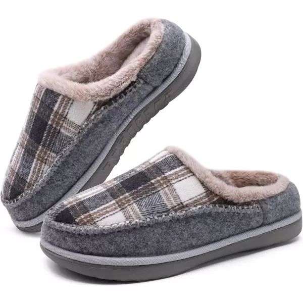 KuaiLu Mens Clog Slippers with Comfy Memory Foam Slippers Warm Faux Fur Slip on Houes Shoes Indoor Rubber Sole)